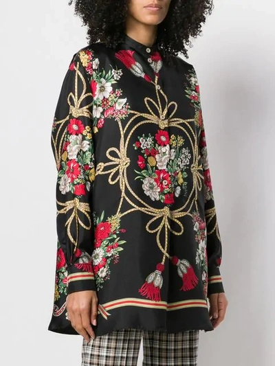 Shop Gucci Floral Silk Blouse In Black