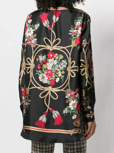 Shop Gucci Floral Silk Blouse In Black