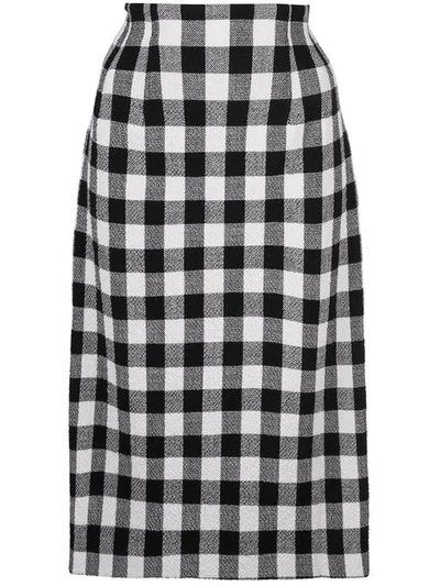 Shop Veronica Beard Gingham Midi Skirt - Black