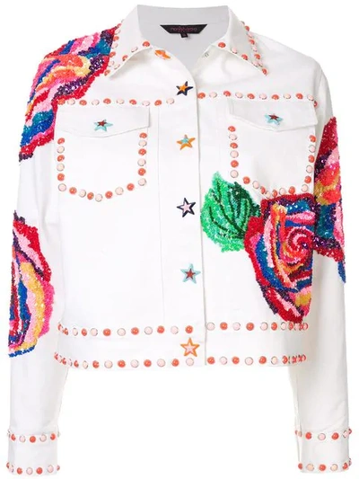 Shop Manish Arora Embellished Denim Jacket In White