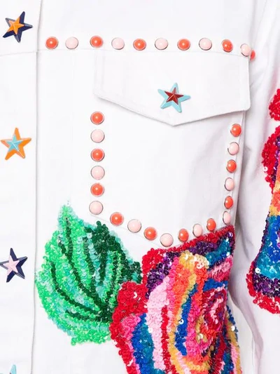 MANISH ARORA EMBELLISHED DENIM JACKET - 白色