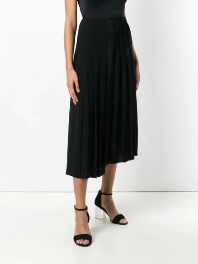 Shop Sonia Rykiel Asymmetric Pleated Skirt In Black