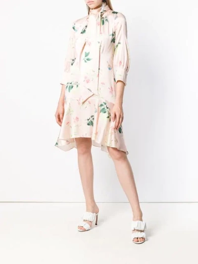 Shop Peter Pilotto Floral Flared Shirt Dress In Pink
