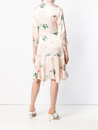 Shop Peter Pilotto Floral Flared Shirt Dress In Pink