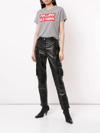 Shop Red Valentino Leather Cargo Trousers - Black