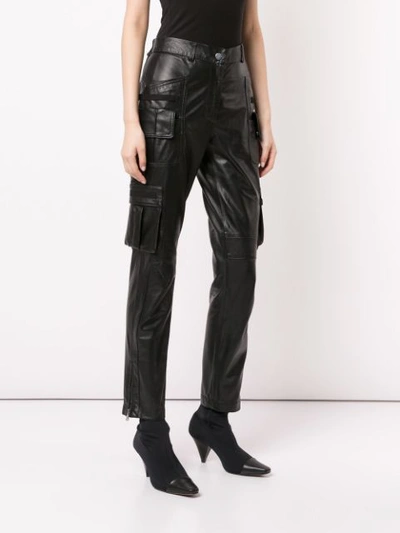 Shop Red Valentino Leather Cargo Trousers - Black
