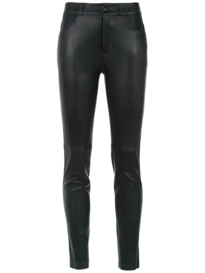 Shop Martha Medeiros Leather Skinny Trousers In Black