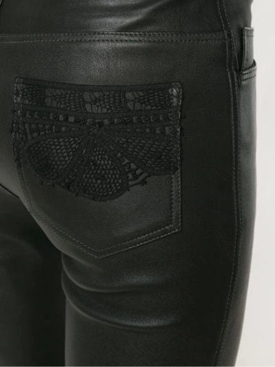 Shop Martha Medeiros Leather Skinny Trousers In Black