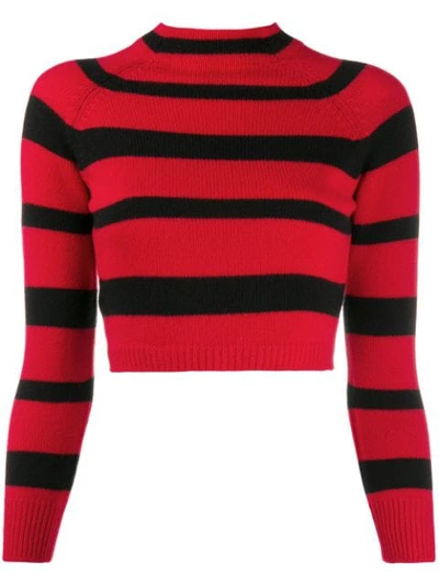 MIU MIU GRUNGE STRIPE JUMPER - 红色