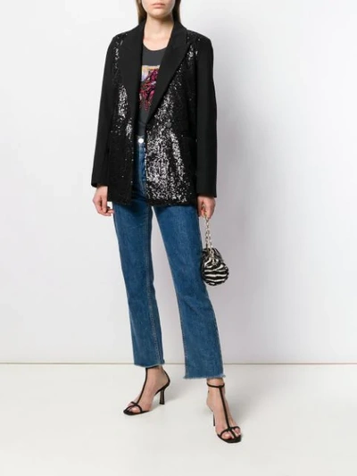 Shop Pinko Sequin Double-breasted Blazer In Black