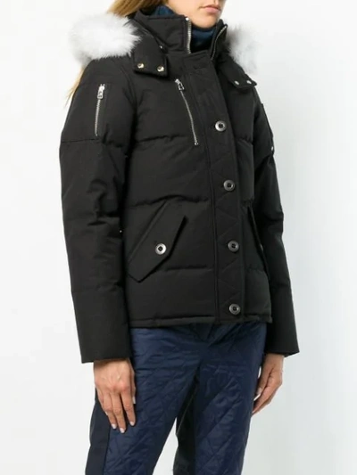 Shop Moose Knuckles Fox Fur Trimmed Hood Padded Jacket In 290 Black