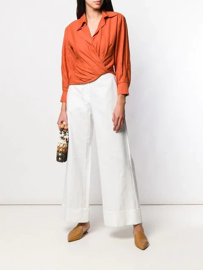 Shop Brunello Cucinelli Wide Leg Trousers In White