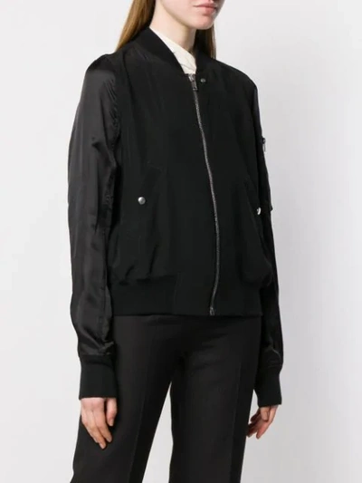 Shop Rick Owens Contrasting Sleeve Bomber Jacket In Black