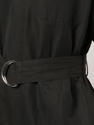 Shop Proenza Schouler Pswl Washed Linen Short Sleeve Jumpsuit In Black