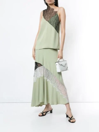 Shop Christopher Esber Drape Neck Lace Cami In Green