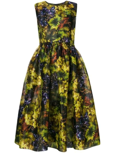 Shop Dolce & Gabbana Grapes Print Dress In Black