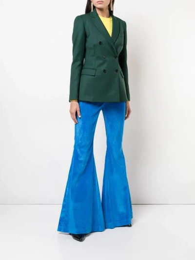 Shop Rosie Assoulin High-waisted Bootcut Trousers In Blue