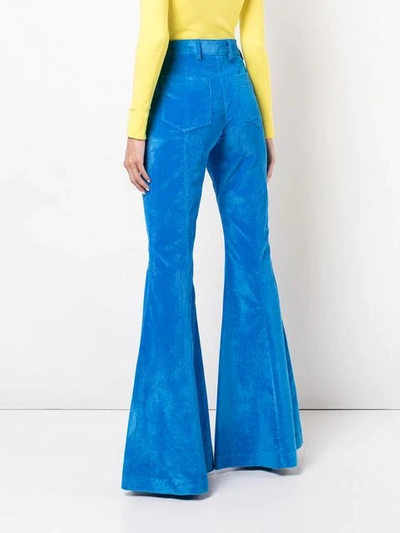Shop Rosie Assoulin High-waisted Bootcut Trousers In Blue