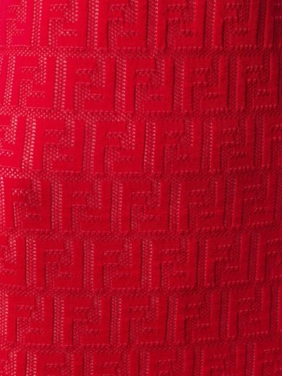 Shop Fendi Monogrammed Short-sleeve Midi Dress In Red