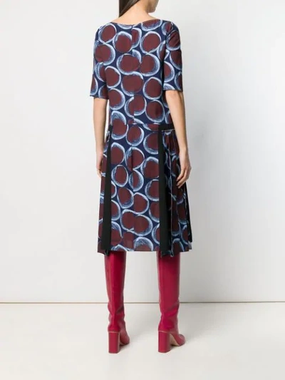 Shop Marni Graphic Print Pleated Dress In Pab81 Light Navy