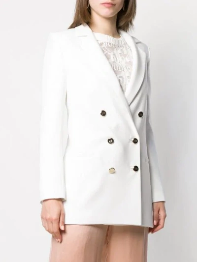 Shop Elisabetta Franchi Double-breasted Blazer In White
