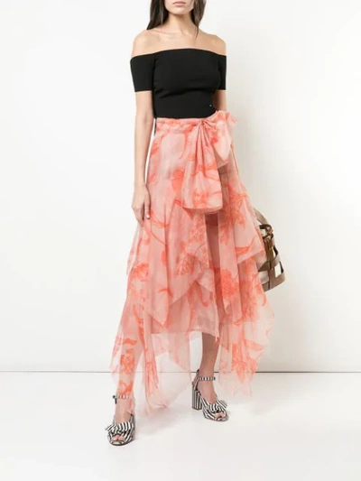 Shop Johanna Ortiz Asymmetric Midi Skirt In Pink