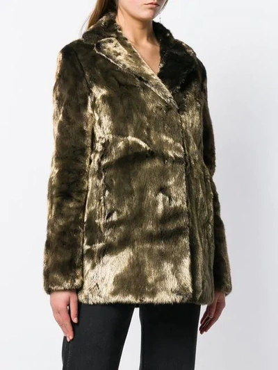 Shop Saint Laurent Metallic Mink Fur Coat In 1039 Gold