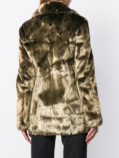 Shop Saint Laurent Metallic Mink Fur Coat In 1039 Gold