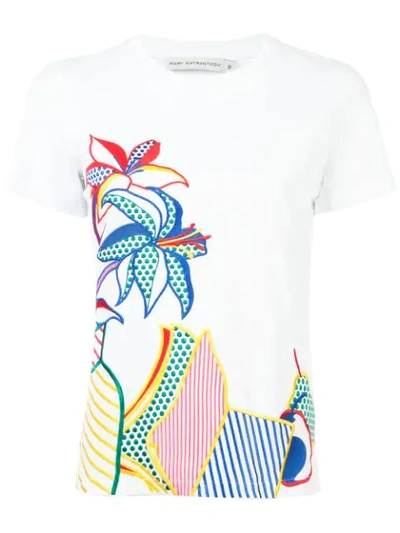 Shop Mary Katrantzou Floral Embroidered T In White