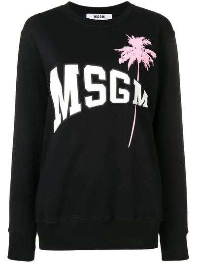 Shop Msgm Logo Sweater In Black