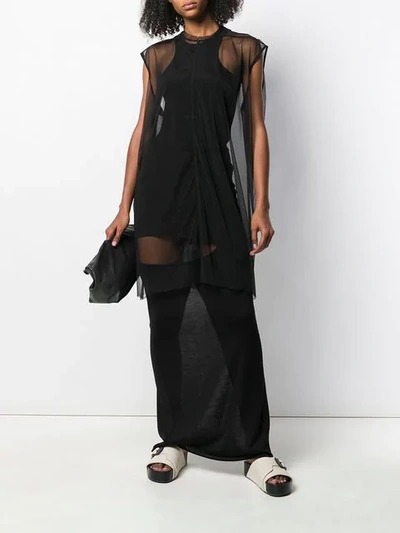 Shop Rick Owens Sheer Sleeveless Dress In Black