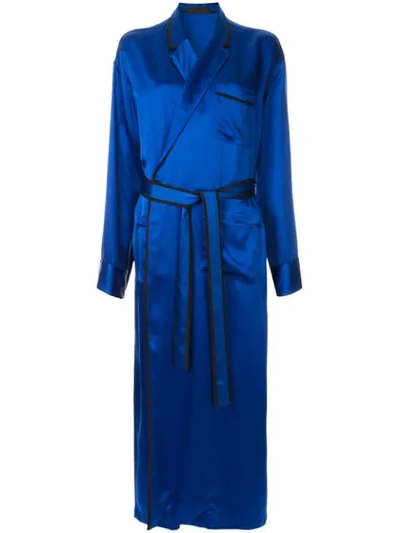 Shop Haider Ackermann Satin Robe Dress In Blue