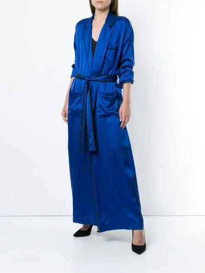 Shop Haider Ackermann Satin Robe Dress In Blue