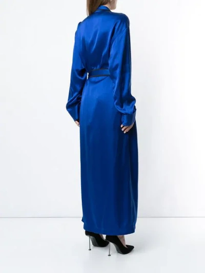 Shop Haider Ackermann Satin Robe Dress In Blue