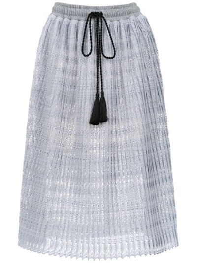 Shop À La Garçonne Lace Midi Skirt In Grey