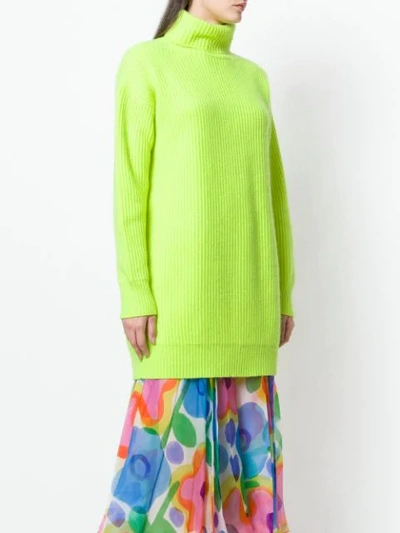 Shop Christopher Kane Ribbed Knit Turtle Neck Cashmere Jumper - Yellow