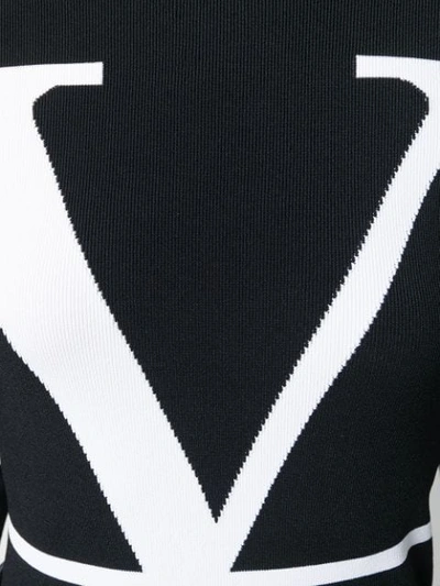 Shop Valentino V Logo Ribbed Knit Top In Black