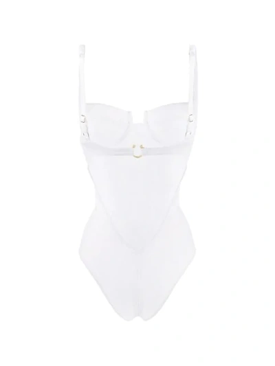 Shop Reina Olga Bardot Swimsuit In White