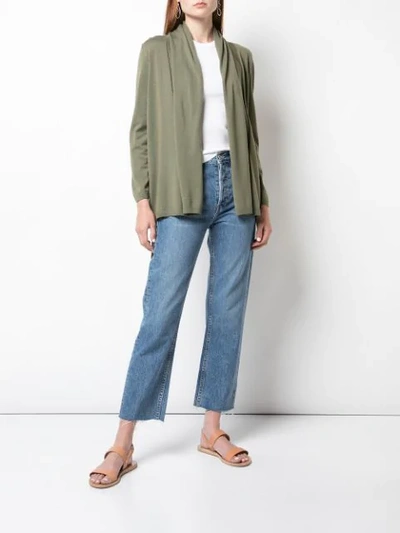 Shop Allude Long Sleeve Open Cardigan - Green