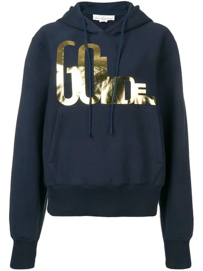 Shop Golden Goose Oversized Logo Hoodie In Blue