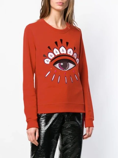 Shop Kenzo Eye Embroidered Sweatshirt In Red
