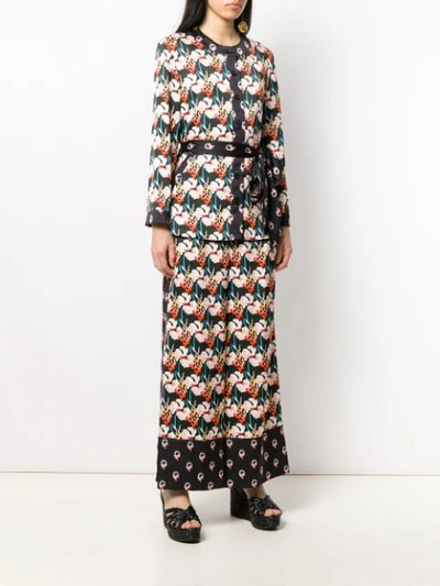 Shop Temperley London Dragonfly Print Tie Waist Jacket In Black