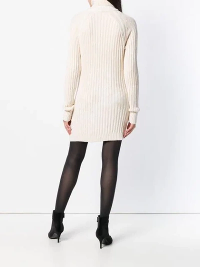 Shop Balmain Chunky-knit Dress In Neutrals
