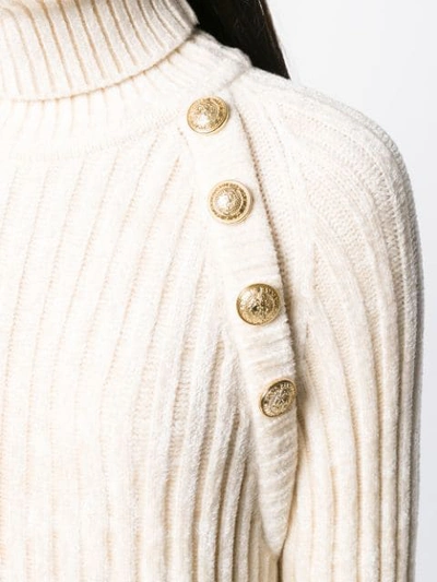 Shop Balmain Chunky-knit Dress In Neutrals