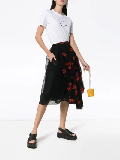 Shop Simone Rocha Tulle Floral Embroidered Skirt In Black