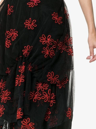 Shop Simone Rocha Tulle Floral Embroidered Skirt In Black