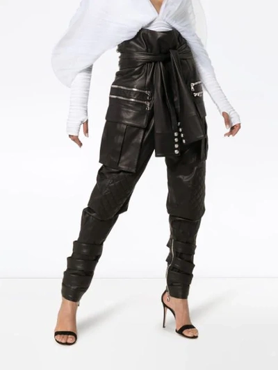 BALMAIN HIGH-WAISTED BIKER TROUSERS - 黑色