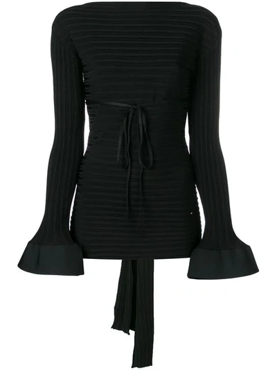 Shop Esteban Cortazar Tied Back Peplum Sweater In Black