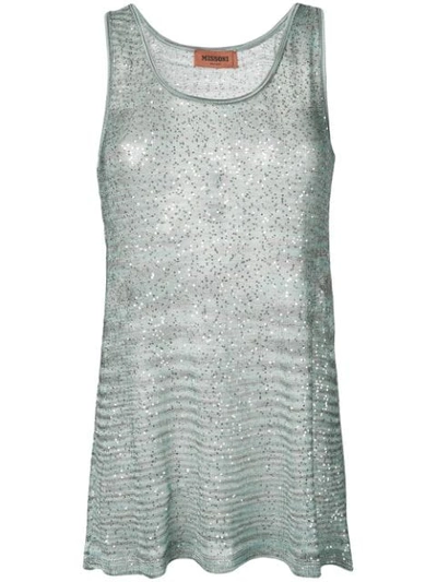 Shop Missoni Sequin Embroidered Tank Top - Neutrals