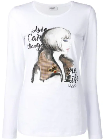 Shop Liu •jo Liu Jo Printed Pullover - White